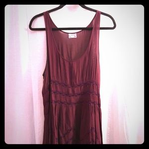 Free people burgundy voile and lace tunic